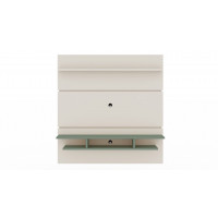 Manhattan Comfort 1PMC86 Tribeca 62.99 Mid-Century Modern Floating Entertainment Center with Decor Shelves in Off White and Green Mint